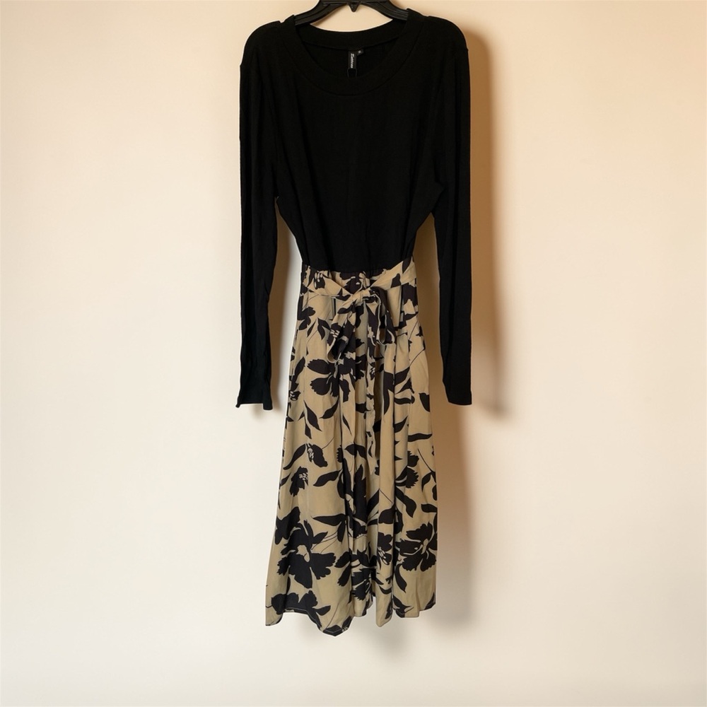 NWT Zattcas Floral long Sleeve Ribbed Midi Dress Women's Size XL
